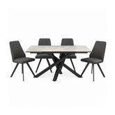 Samurai Double Extending Ceramic Dining Table with Athens Chairs Set - Pendle Village Furniture