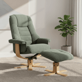 Scandi Fabric Swivel Recliner Chair with Footstool