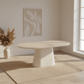 Selena Large Ivory & Travertine Dining Table – W200cm