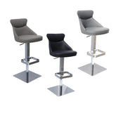 Sergio Taupe Leather Bar Stool - Set of 2 - Pendle Village Furniture