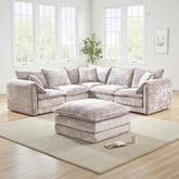 Relax in luxury with the Shaldon Beige Fabric 2 Corner 2 Corner Sofa featuring pocket coil seats, chenille upholstery and exceptional comfort. Available in 4 colours.