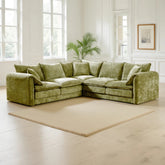 Relax in luxury with the Shaldon Green Fabric 2 Corner 2 Corner Sofa featuring pocket coil seats, chenille upholstery and exceptional comfort. Available in 4 colours.