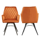 Solaris Burnt Orange Velvet Swivel Dining Chairs, Set of 4 - Pendle Village Furniture