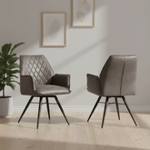 Solaris Swivel Armchair in Charcoal Suede Faux, Set of 4