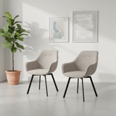 Sorento Stone Fabric 180° Swivel Dining Armchair – Set of 4