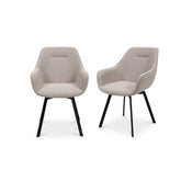 Sorento Stone Fabric 180° Swivel Dining Armchair – Set of 4 - Pendle Village Furniture