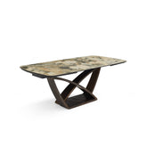 Sorrento Matt Ivory & Emerald Vein Italian Ceramic Extending Dining Table - Pendle Village Furniture