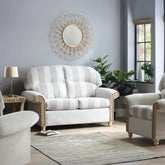 Desser Samford Rattan 2 Seater Sofa in Athena Stripe Fabric - Pendle Village Furniture