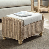 Desser Samford Rattan Footstool in Pebble Fabric - Pendle Village Furniture
