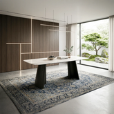 Shop the Stella dining table with black sculptural base and grey stone-effect top. Modern 180cm dining table for contemporary homes.