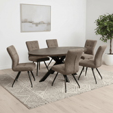 Sussex Dark Oak Dining Table with 6 Ellison Fabric Chairs