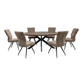 Sussex Dark Oak Dining Table with 6 Ellison Fabric Chairs - Pendle Village Furniture