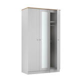 Sussex 3 Door Wardrobe – Ash Grey with Bardolino Oak Top - Pendle Village Furniture