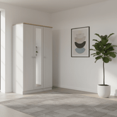 Sussex 3 Door Wardrobe – Ash Grey with Bardolino Oak Top