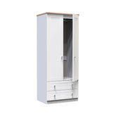 Sussex Double Wardrobe with 2 Drawers – Ash White - Pendle Village Furniture