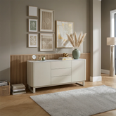 Sydney Oyster Ceramic Top 2 Door 3 Drawer Sideboard - W150cm