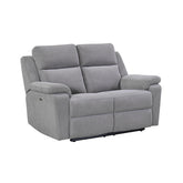 Travis Grey Fabric 2 Seater Power Recliner Sofa with USB Port - Pendle Village Furniture