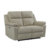 Travis Taupe Fabric 2 Seater Power Recliner Sofa with USB Port - Pendle Village Furniture