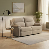 Travis Taupe Fabric 3 Seater Power Recliner Sofa with USB Ports - Pendle Village Furniture