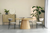 Oval Natural Wood Grain Dining Table and 4 Oatmeal Tweed Effect Dining Chairs - Pendle Village Furniture