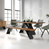 Luca 170cm Dining Table with 150cm Dining Bench and 2 Grey Dining Chairs - Pendle Village Furniture