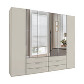 Templin 1000 Glass 6 Door 6 Drawer Hinged Wardrobe W300cm - Pendle Village Furniture