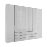 Templin 1000 Glass 6 Door 6 Drawer Hinged Wardrobe W250cm - Pendle Village Furniture