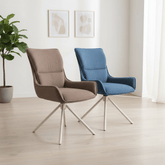Tamworth Blue Fabric Swivel Dining Chairs – Set of 4