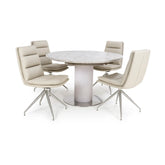 Tamworth Round Extending Dining Table with Nobel Taupe Swivel Dining Chairs
