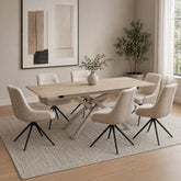 Taunton Travertine 120cm Ext Dining Table with Beatrix Swivel Chairs