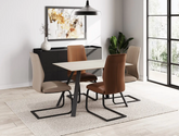 Set of 4 Quinlan Taupe Dining Chairs with Black Legs - Pendle Village Furniture