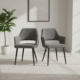 Ted Fabric Dark Grey Dining Chair with Black Legs – Dark Grey Set of 4,6 or 8