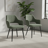 Ted Fabric Green Dining Chair with Black Legs – Green Set of 4,6 or 8