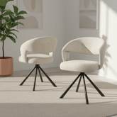 Tevere Champagne Fabric Swivel Dining Chairs – Set of 4