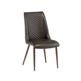 Thora Set of 4 Brown Faux Leather Dining Chairs with Brushed Brass Legs - Pendle Village Furniture