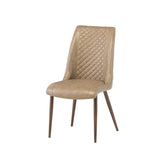 Thora Set of 4 Taupe Faux Leather Dining Chairs with Brushed Brass Legs - Pendle Village Furniture
