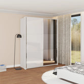 Lumea White Glass & Mirror Sliding Door Wardrobe with Passepartout Frame - Pendle Village Furniture