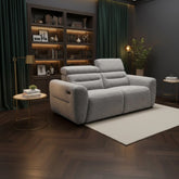 Tokira Elite grey electric recliner 3 seater sofa with modern design.