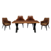 Toronto Reclaimed Wood Dining Table with Vintage Leather Chairs - Pendle Village Furniture