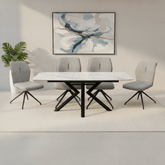 Toronto 160-200cm White Marble Duro Top Extending Dining Table with Grey Dining Chairs