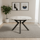 Toronto 120-160cm White Marble Look Extending Oval Dining Table