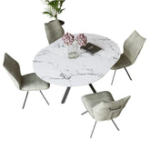 Toronto 120 - 160cm White Marble Duro Top Extending Dining Table with Green Dining Chairs - Pendle Village Furniture