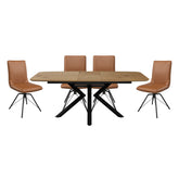 Toronto 160 - 200cm Wood Effect Duro Top Extending Dining Table with Tan Chairs - Pendle Village Furniture