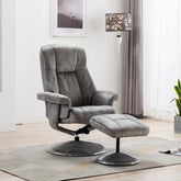 Troy Fabric High-Back 360 Swivel Chair and Footstool