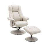 Troyes Leather Look High - Back 360 Swivel Chair and Footstool - Pendle Village Furniture