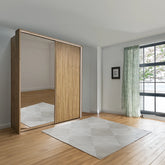 Tulsa Bianco Oak Double Freestanding Mirrored Wardrobe - Pendle Village Furniture