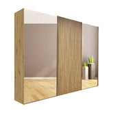 Tulsa Large 3 Door Wardrobe With Mirror and Bianco Oak Decking - Pendle Village Furniture