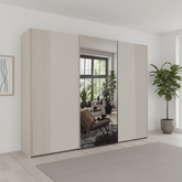 Tulsa 3 Door Champagne Decking and Mirror Sliding Door Wardrobe