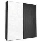 Tulsa White Glass Graphite Carcase Sliding Wardrobe - Pendle Village Furniture