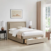 Uvara Velvet Upholstered Storage End-Drawer Bed also available in Grey. Choose from Double or Kingsize.
